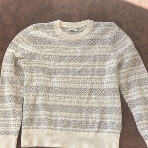 J. Crew Women's Cream and Gray Patterned Sweater